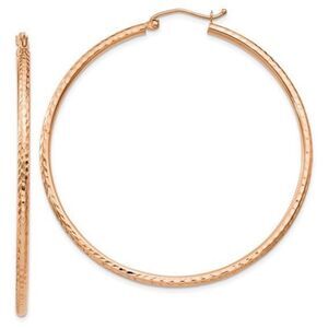 14k Rose Gold Diamond-Cut Hoop Earrings 2mm